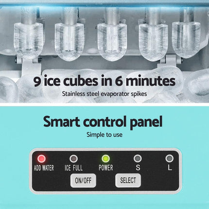 Devanti 12kg Ice Maker Machine w/Self Cleaning Green.