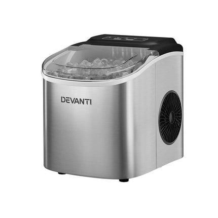Devanti 12kg Ice Maker Machine w/Self Cleaning Silver.