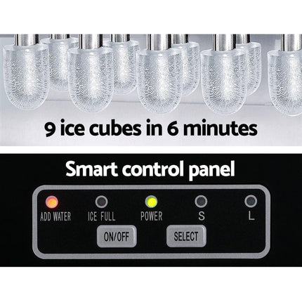 Devanti 12kg Ice Maker Machine w/Self Cleaning Silver.