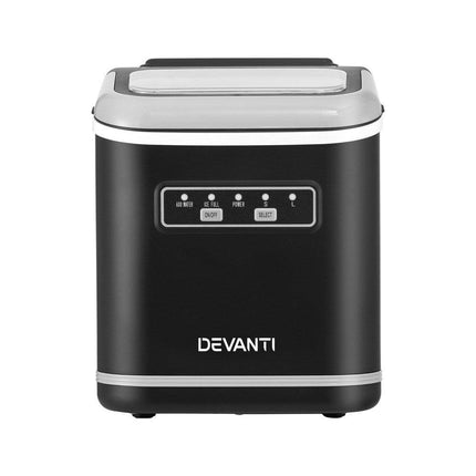 Devanti Ice Maker Machine Portable 12kg Countertop w/Self Cleaning 1.3L Black.