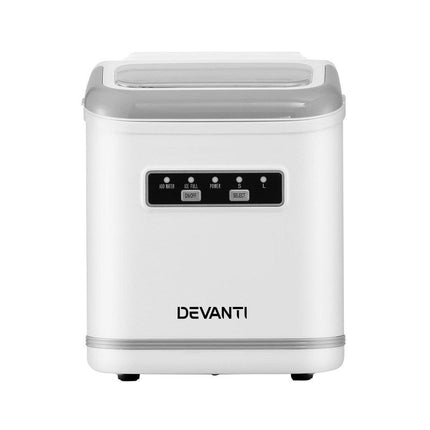 Devanti Ice Maker Machine Portable 12kg Countertop w/Self Cleaning 1.3L White.