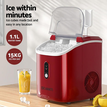 Devanti Ice Maker Machine 15kg Nugget Chewable Ice Cube.