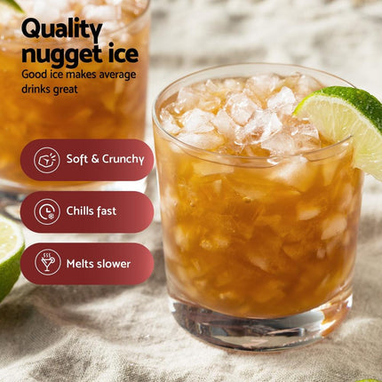 Devanti Ice Maker Machine 15kg Nugget Chewable Ice Cube.