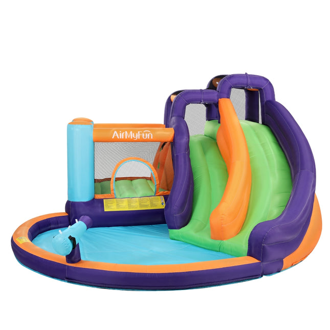 AirMyFun Inflatable Water Slide Kids Jumping Trampoline Castle Double Slide.