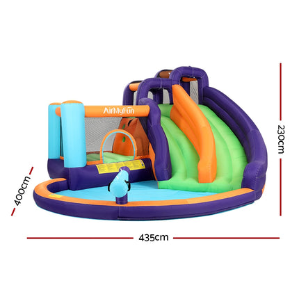 AirMyFun Inflatable Water Slide Kids Jumping Trampoline Castle Double Slide.