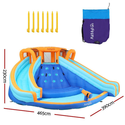 AirMyFun Kids Inflatable Pool Water Double Slide Park Jumping Castle 465X390CM.