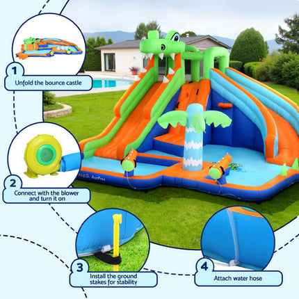 AirMyFun Kids Inflatable Pool Water Double Slide Park Jumping Castle 465X430CM.