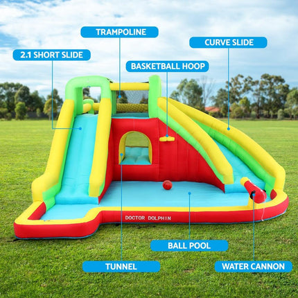 Doctor Dolphin Kids Inflatable Pool Water Slide Park Jumping Castle 575X445CM.