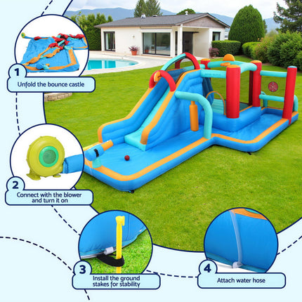 Kids Inflatable Water Slide Splash Pool Park Jumping Castle Bounce 615X322CM.