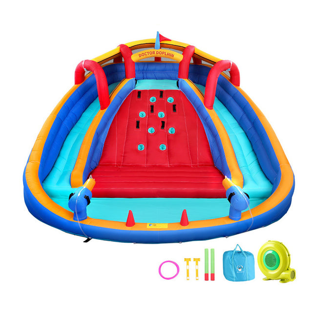 Kids Inflatable Pool Water Slide Cannon Splash Park Toss Game 408X386CM.