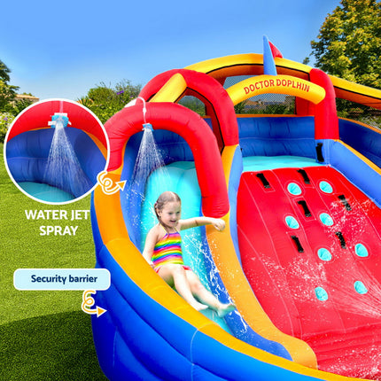 Kids Inflatable Pool Water Slide Cannon Splash Park Toss Game 408X386CM.