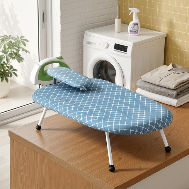 Artiss Tabletop Ironing Board with Small Ironing Boards with Folding Legs Blue.