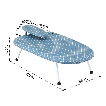 Artiss Tabletop Ironing Board with Small Ironing Boards with Folding Legs Blue.