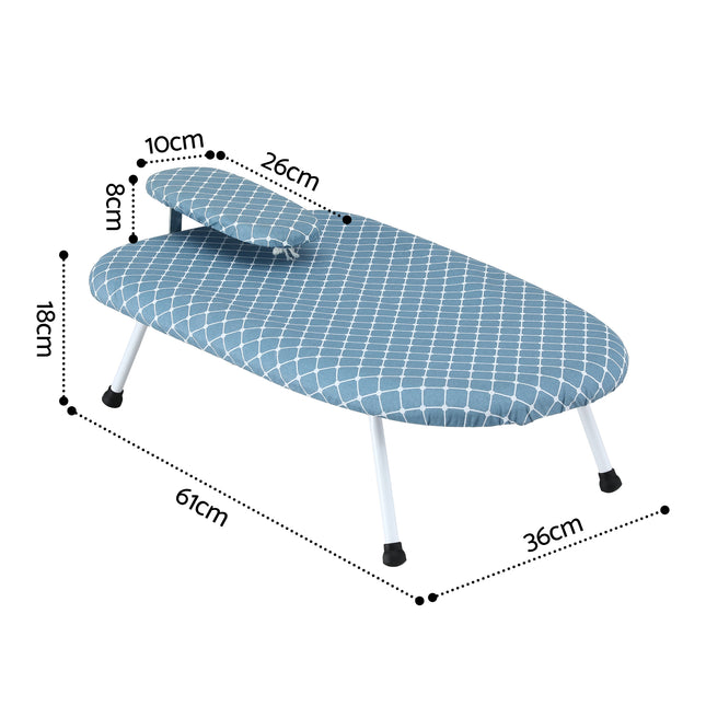 Artiss Tabletop Ironing Board with Small Ironing Boards with Folding Legs Blue.