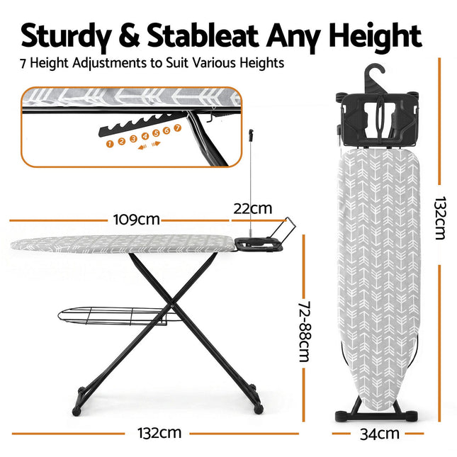 Artiss Foldable Ironing Board with Iron Rest Ironing Board for Laundry Room Arrow.