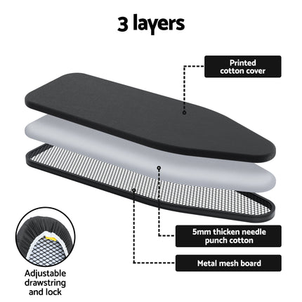 Artiss Ironing Board with Iron Rest with 3 Layers Extra Thick Cover Easy Storage.