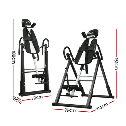 Everfit Inversion Table Gravity Exercise Inverter Back Stretcher Home Gym Grey.