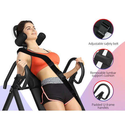 Everfit Inversion Table Gravity Exercise Inverter Back Stretcher Home Gym Grey.