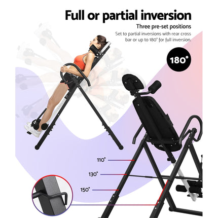 Everfit Inversion Table Gravity Exercise Inverter Back Stretcher Home Gym Grey.