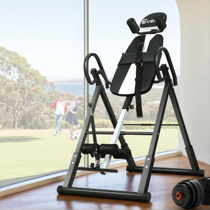 Everfit Inversion Table Gravity Exercise Inverter Back Stretcher Home Gym Grey.