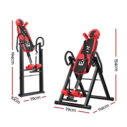 Everfit Inversion Table Gravity Exercise Inverter Back Stretcher Home Gym Red.