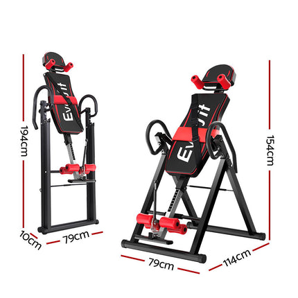 Everfit Inversion Table Gravity Exercise Inverter Back Stretcher Home Gym Black.