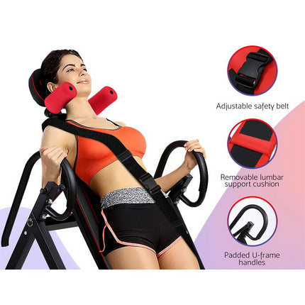 Everfit Inversion Table Gravity Exercise Inverter Back Stretcher Home Gym Black.