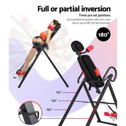 Everfit Inversion Table Gravity Exercise Inverter Back Stretcher Home Gym Black.