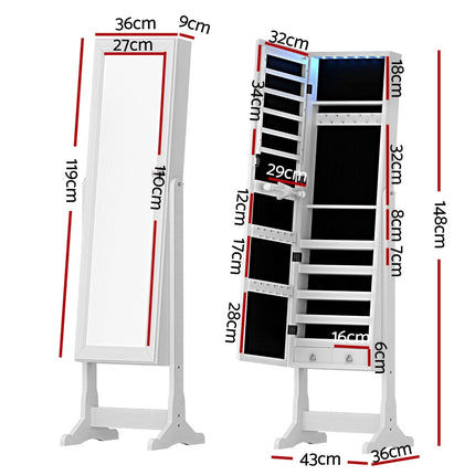 Artiss Jewellery Cabinet Mirror Free Standing.