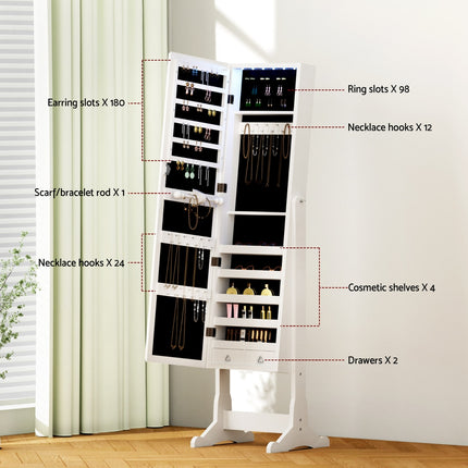 Artiss Jewellery Cabinet Mirror Free Standing.