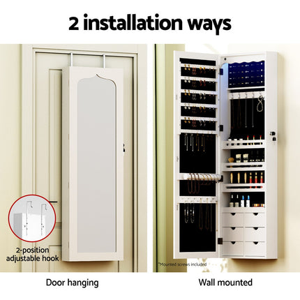Artiss Jewellery Cabinet LED Mirror Lockable.
