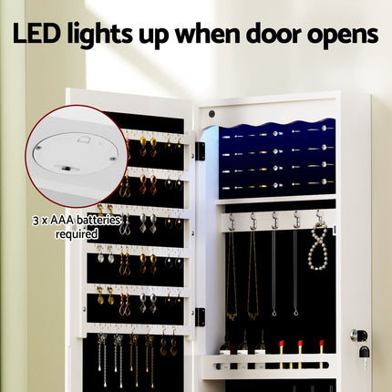 Artiss Jewellery Cabinet LED Mirror Lockable.