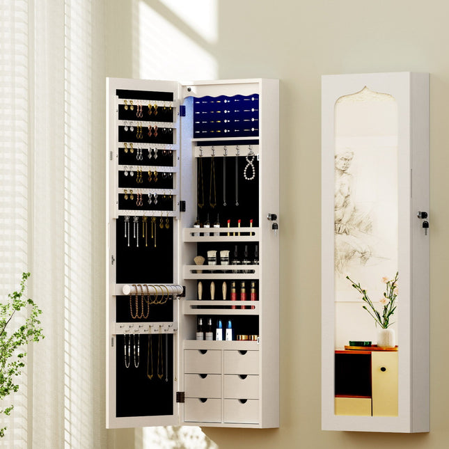 Artiss Jewellery Cabinet LED Mirror Lockable.
