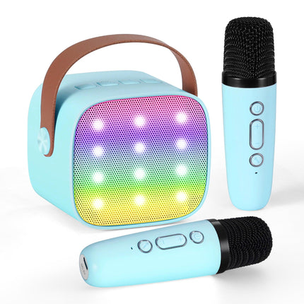 Alpha Mini Portable Karaoke Machine for Adults Kids with 2 Wireless Microphones.