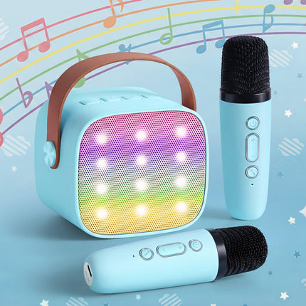 Alpha Mini Portable Karaoke Machine for Adults Kids with 2 Wireless Microphones.