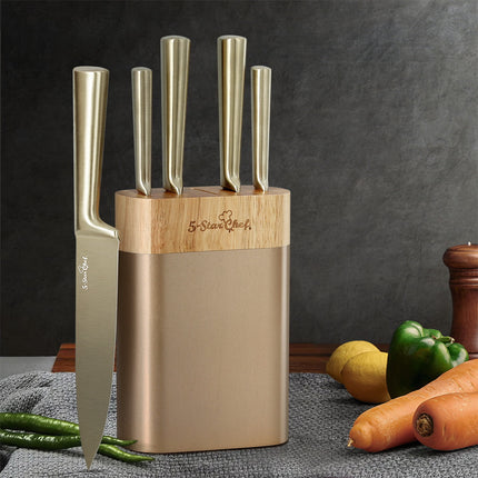 5-Star Chef 7PCS Kitchen Knife Set Stainless Steel Non-stick with Sharpener.