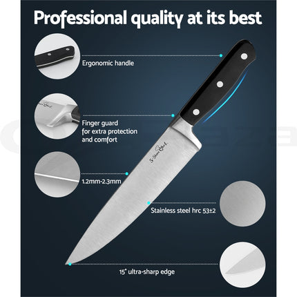 5-Star Chef 7PCS Kitchen Knife Set Stainless Steel Non-stick with Sharpener.