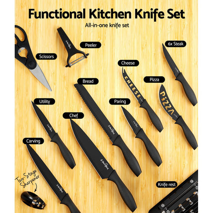 5-Star Chef 7PCS Kitchen Knife Set Stainless Steel Non-stick with Sharpener.