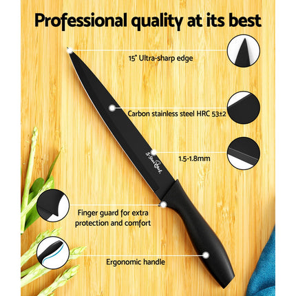 5-Star Chef 7PCS Kitchen Knife Set Stainless Steel Non-stick with Sharpener.