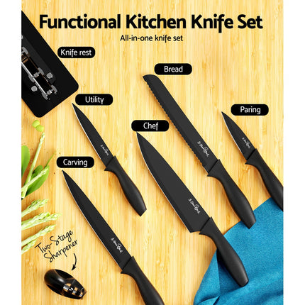 5-Star Chef 7PCS Kitchen Knife Set Stainless Steel Non-stick with Sharpener.