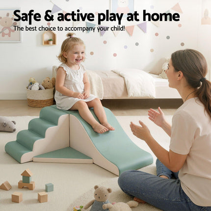 Keezi Kids Climbing Blocks 4-Piece Foam Toddler Playset Soft Indoor Climbing Toy Rocker.