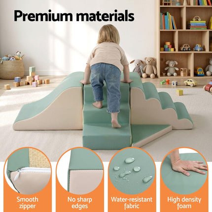 Keezi Kids Climbing Blocks 4-Piece Foam Toddler Playset Soft Indoor Climbing Toy Rocker.