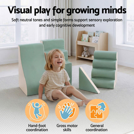 Keezi Kids Climbing Blocks 4-Piece Foam Toddler Playset Soft Indoor Climbing Toy Rocker.