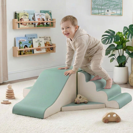 Keezi Kids Climbing Blocks 4-Piece Foam Toddler Playset Soft Indoor Climbing Toy Rocker.
