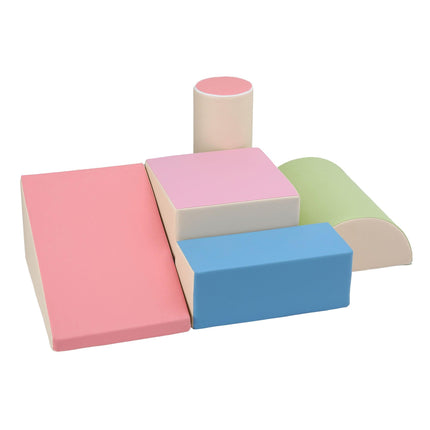 Keezi Kids Climbing Blocks 5-Piece Foam Toddler Playset Soft Indoor Climbing Toy Rocker.