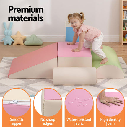 Keezi Kids Climbing Blocks 5-Piece Foam Toddler Playset Soft Indoor Climbing Toy Rocker.