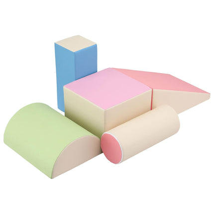 Keezi Kids Climbing Blocks 5-Piece Foam Toddler Playset Soft Indoor Climbing Toy Rocker.