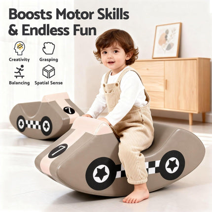 Keezi Kids Climbing Blocks Foam Toddler Playset Soft Indoor Indoor Climbing Toy Rocker Khaki.