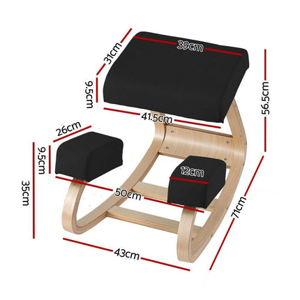 Artiss Kneeling Chair Ergonomic Posture Chair with Memory Foam Balance Stool for Home Office Gaming 120kg Weight Capacity Black.