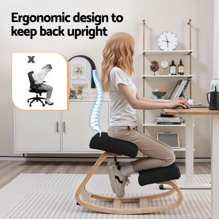 Artiss Kneeling Chair Ergonomic Posture Chair with Memory Foam Balance Stool for Home Office Gaming 120kg Weight Capacity Black.